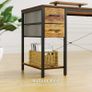 Computer Desk with Drawers Power Outlets 100x50cm Home Office Monitor Stand Gaming Table Reversible Storage Shelf Hook Small PC Workstation for Study Work Write Brown Image 8
