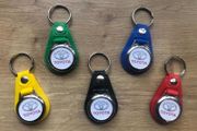 Brand new synthetic leather Toyota keyring with shopping trolley token/coin