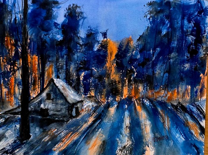 forest blue watercolour