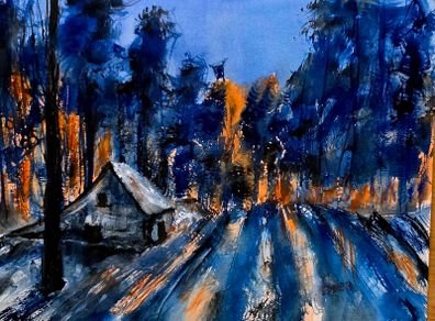 forest blue watercolour