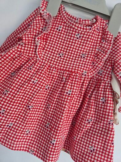 Next Cream Bear and Red Gingham Baby Dresses