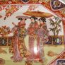 Large Oriental Octagonal Charger Platter Hand Decorated 14inches 1928 Image 9