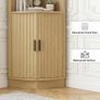 Tall Corner Storage Cabinet, Bathroom Corner Shelf Unit with Glass Door and 5 Storage Shelves, Freestanding Sideboard Cabinets for Living Room Kitchen, Nature Image 6