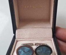 Bvlgari sterling silver and blue stone cufflinks