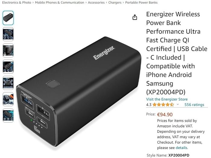 Energizer 20,000 mAh Powerbank