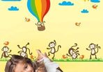 Dancing Monkeys Wall Stickers for Nursery Chldren Rooms Baby Art Disign