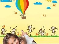 main image for ad Dancing Monkeys Wall Stickers for Nursery Chldren Rooms Baby Art Disign