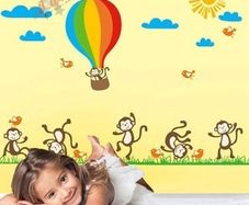 Dancing Monkeys Wall Stickers for Nursery Chldren Rooms Baby Art Disign