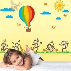 Dancing Monkeys Wall Stickers for Nursery Chldren Rooms Baby Art Disign