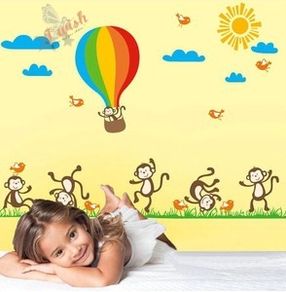 Dancing Monkeys Wall Stickers for Nursery Chldren Rooms Baby Art Disign