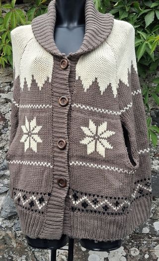 Atmosphere - Nordic Fair Isle Chunky Knit Cape Cardigan