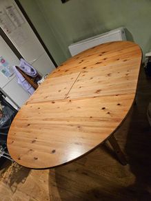 Round Extendable Pine Dining Table Solid Wood