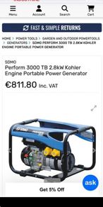 SDMO perform 3000TB 2.8KW Kohler engine Portable Power Generator