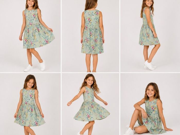 Girls Floral Summer Dress  Mint Green  Age 8 10