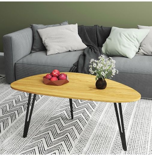 Modern Oval Coffee Table Oak Simple Center Table  Scandinavian