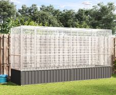 Aviary with Extension Silver 418.5x107x212 cm Steel