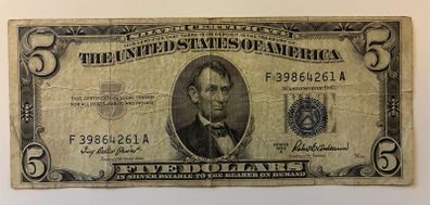 US 5 Dollar Bill - Blue Seal