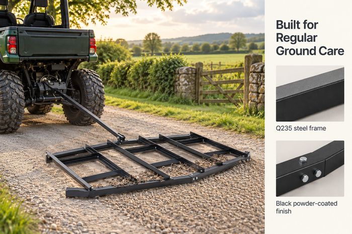 84 Inch Tow Behind Drag Harrow for ATV Tractor and Driveway Levelling