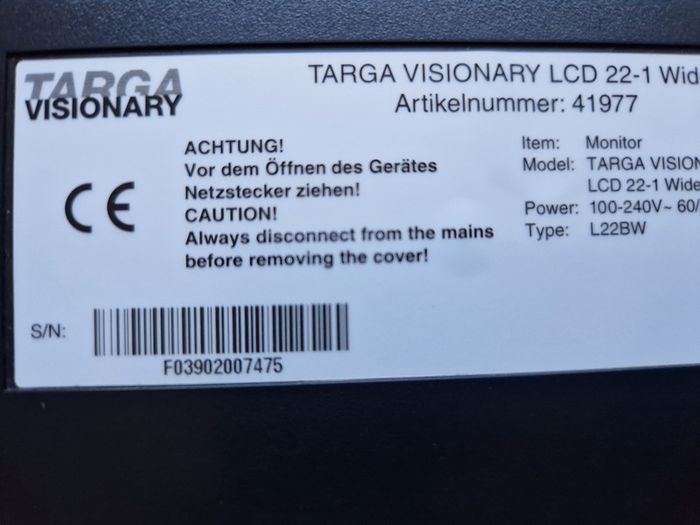 Targa Visionary 22" Monitor, Excellent Condition.