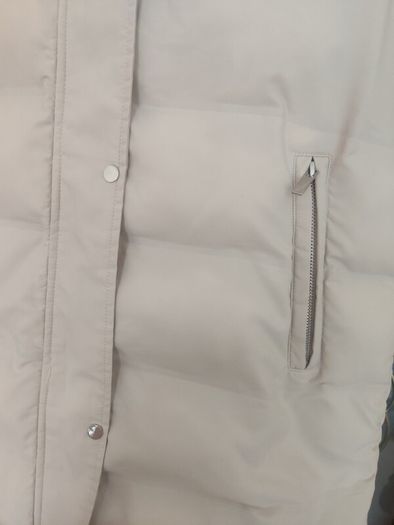 Zara Ivory quilted hooded long gilet size M UK10/12 Perfect condition Postage included
