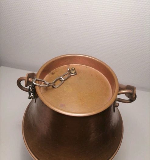 Vintage copper and brass milk churn