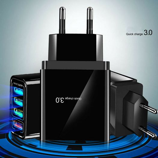 QC 3.0 USB 4 Ports UK Wall Fast Charger 36W (Brand New/Warranty)