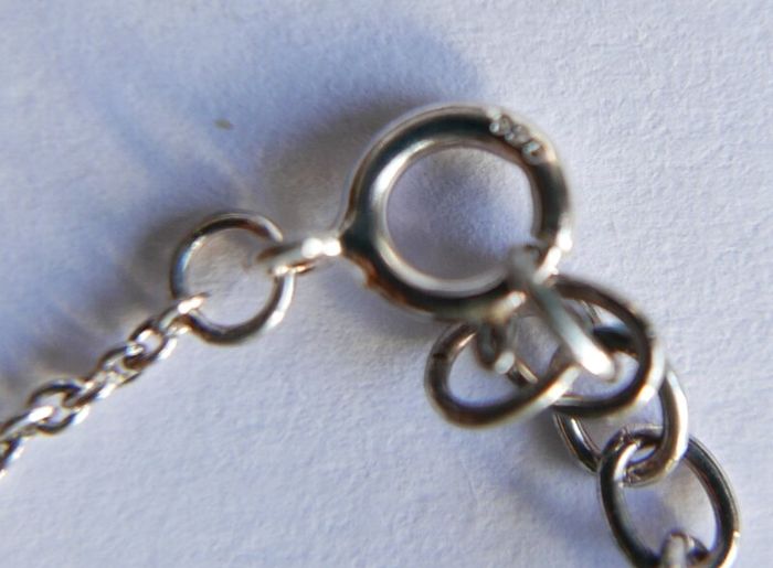 Sterling Silver 925 Cubic Zirconia Polished Triple Circle Pendant and Chain in the original box L 17" - 4,65g