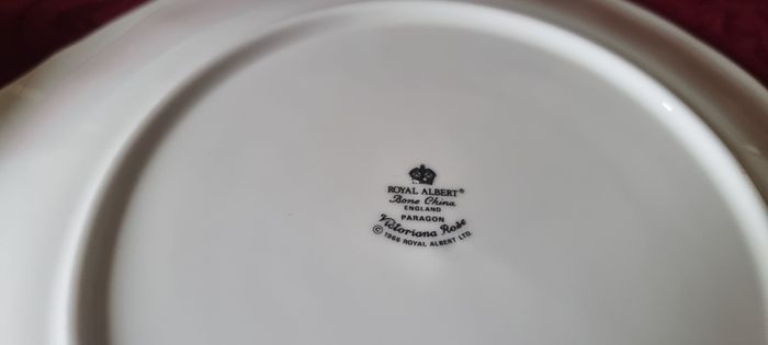 3 Piece Royal Albert / Paragon Victoriana Rose Bone China Gold Gilt Cake Plate, Sugar Bowl And Milk Jug Set Made In England