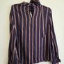 Fee G Navy & Rose Gold Metallic Stripe Blouse Size 10 Image 6