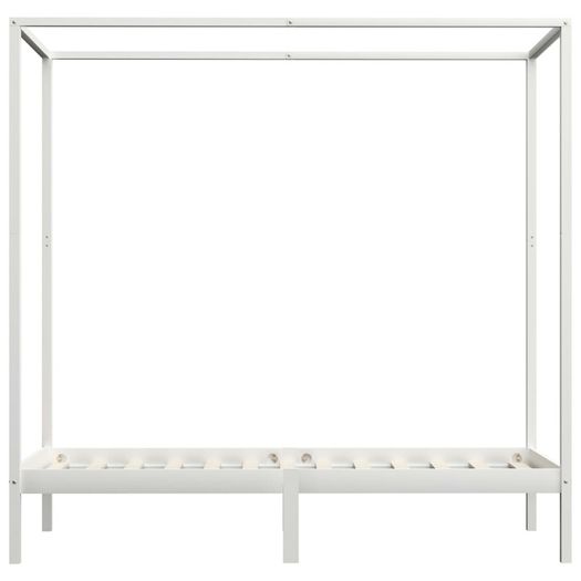Canopy Bed Frame with 2 Drawers White Solid Pine Wood 100x200cm