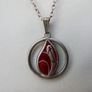 Vintage Sterling Silver 925 Red Teardrop Pendant and Chain 3g Image 2