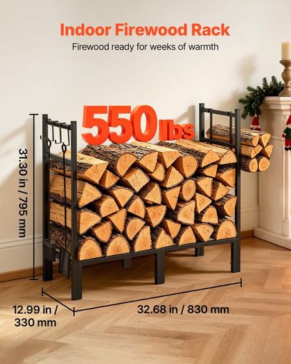 Firewood Rack 250kg with Log Carrier Bag