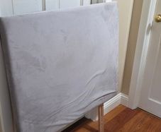 Single Bed Grey Velvet Headboard