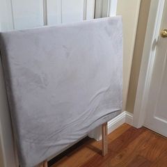 Single Bed Grey Velvet Headboard