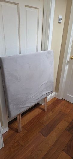 Single Bed Grey Velvet Headboard