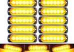 6x Waterproof Amber 6 LED Car Truck Warning Lights Lamp DC 12V
