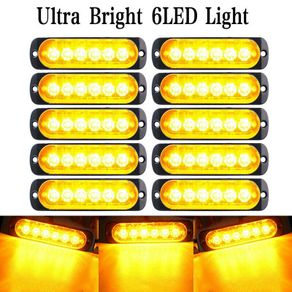 6x Waterproof Amber 6 LED Car Truck Warning Lights Lamp DC 12V