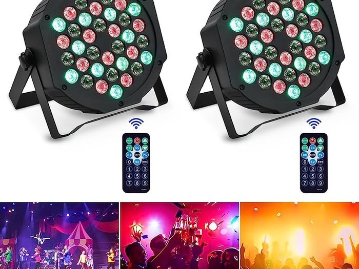 2PCS Stage Lights 36LED 72W Disco Light RGB DMX512 with Remote Control, Par Light 7 Modes Stage Lighting Effect DJ Lights for Party Bar Club Wedding Halloween Christmas (FREE SHIPPING)