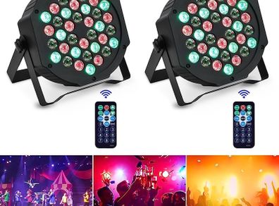 2PCS Stage Lights 36LED 72W Disco Light RGB DMX512 with Remote Control, Par Light 7 Modes Stage Lighting Effect DJ Lights for Party Bar Club Wedding Halloween Christmas (FREE SHIPPING)