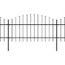 Garden Fence with Spear Top Steel (1-1.25)x5.1 m Black Image 2