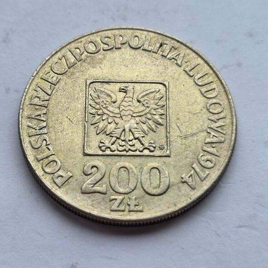 Vintage 1974 Polish Silver 200 Zloty Coin - XXX Lat PRL