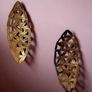 Pair of gold leaf fruit bowl/wall art Image 2