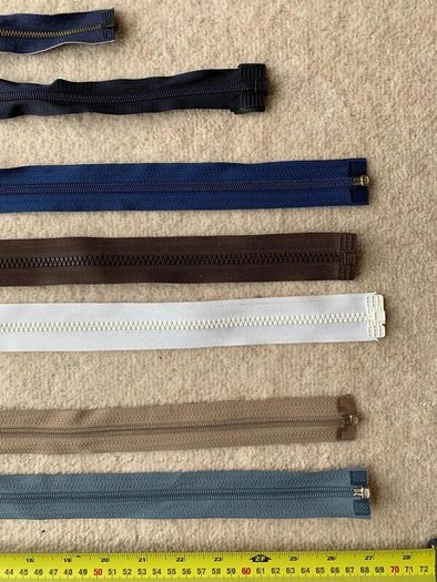 Zip, beige, separates /splits to be sewn into the jacket