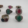 Antique Ring Lot 15 Mixed Brass, Stone & Glass Rings Image 9