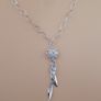 25 Sterling Silver Geometric Flower Pendant Necklace with Leaf Charms Modern Elegant Chain Jewelry Image 5