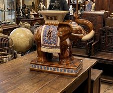 Glazed stoneware large elephant plant stand