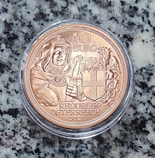 Set of Five Austria 10 Euro Copper Coins Uncirculated Knights Tales
