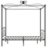 Canopy Bed Frame Black Metal 160x200 cm Image 3