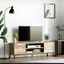 TV Unit Media Stand Storage Cabinet Modern Oak Finish Cupboard and Shelf Storage Image 2