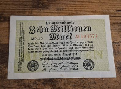 German Empire, 10 Million Mark Note 1923, 22 August 1923, almost uncirculated - free standard postage
